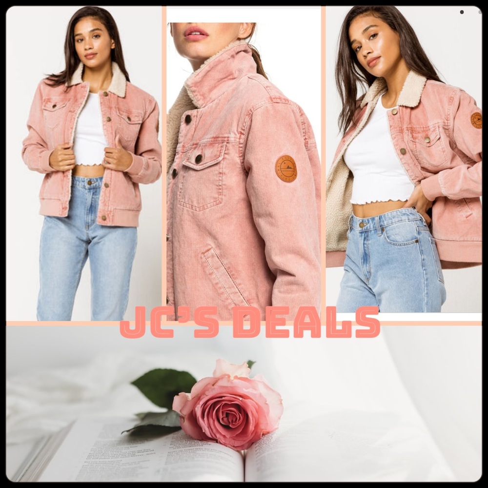 🔥 Roxy pink desert sands Corduroy trucker jacket nwt! ✨ - Picture 1 of 5